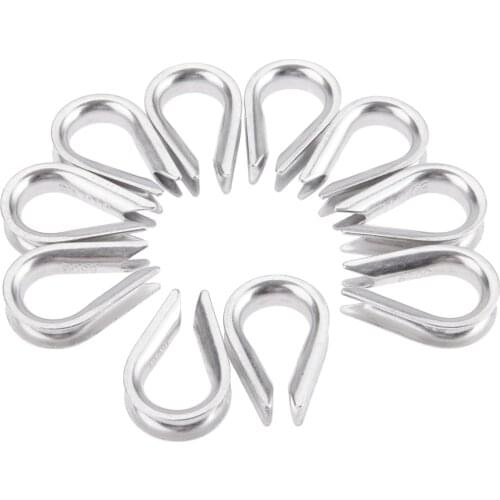 10pcs 6mm M6 Boat Wire Rope Cable Thimbles Clamps 316 Stainless Steel Boat Sleeve Clip Fittings Cable Crimps Marine Hardware
