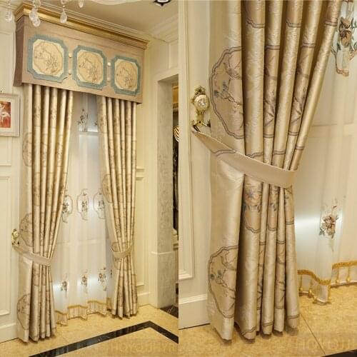 Modern high quality embossed jacquard blackout curtains for living room curtains classic elegant luxury bedroom curtains