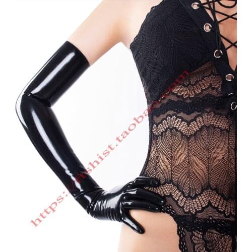 Womens Sexy Gloves Long Latex Ammonia Glove Female Fetish Shiny Metallic Mitten High Quality Ladies Cosplay Costume Accessories