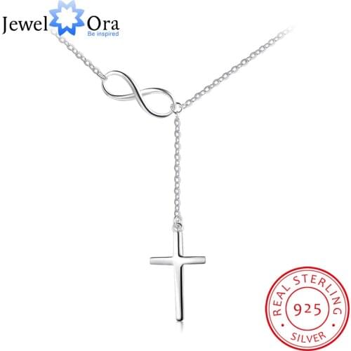 925 Sterling Silver Infinity Love Necklace with Cross Fashion Chain Necklaces for Women Wedding Jewelry (JewelOra NE101965)