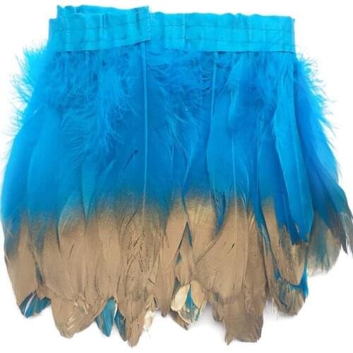 2 meter Gold/Silver goose feathers for crafts trims diy pluma decorativas ribbon wedding dress fringe for clothes plumes 15-20cm
