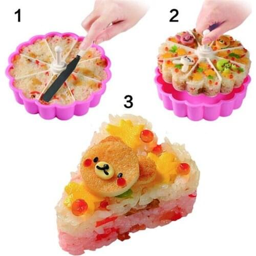 1PCS 8 Grid Sushi Pan Food Grad PP Material Heart Shaped Cakes Sushi Mold Kitchen Baking Jelly Pudding Mould Sushi Mold Tools