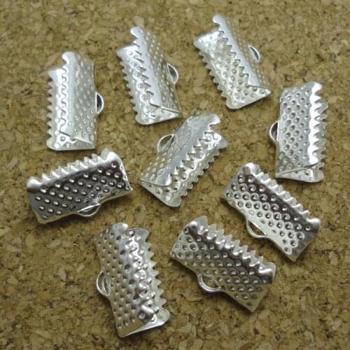 10mm rhodium plated Crimp end beads leather cord clasp Textured Caps tips String strap choker Necklace Bracelet Connector bijoux