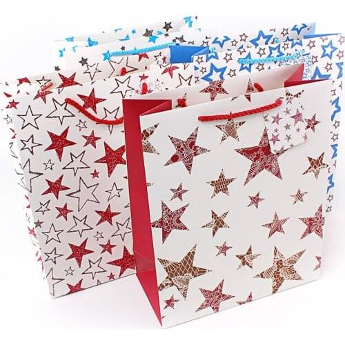 12pcs Creative environmental protection bag stars pattern gift pocket portable square bottom large clothing packaging bags
