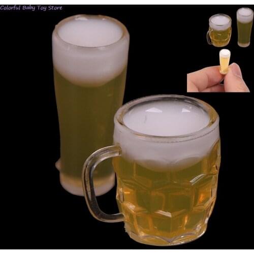2Pcs Mini Wine Beer Cup Dollhouse Craft 1:12 Scale DIY Parts Plastic Transparent Goblet Miniature Home Decoration Glass Model