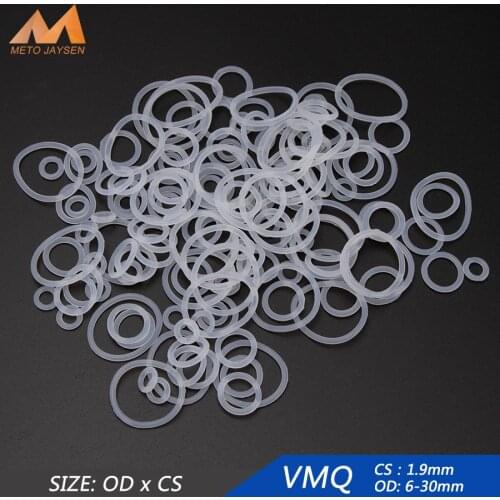 20pcs VMQ Silicone Rubber Sealing O-ring Replacement White Seal O rings Gasket Washer OD 6mm-30mm CS 1.9mm DIY Accessories S59