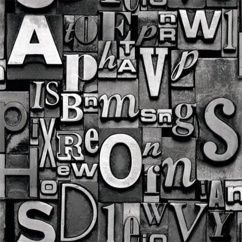 Beibehang Retro fashion 3d English alphabet three-dimensional personality wallpaper living room bar coffee shop wallpaper