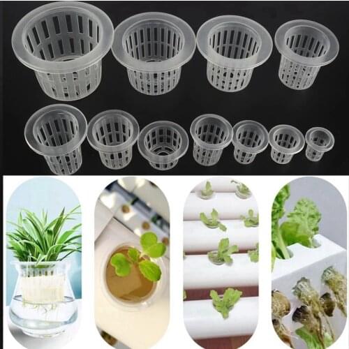 50Pcs Translucent Hydroponic Baskets Mesh Pot Net Cup Hydroponic Aeroponic Planting Grow Nursery Pots Organic Soilless Plant