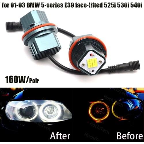 6000K White 160W High Power Angel Eyes LED Lights Ring Marker for 01-03 BMW 5-series E39 face-lifted 525i 530i 540i