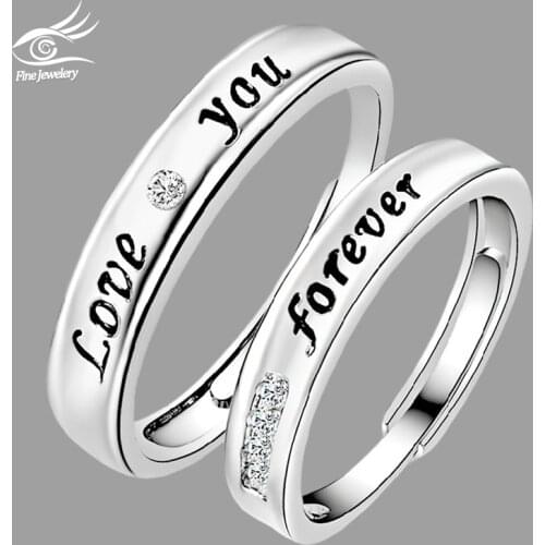 925 Sterling Silver Resizeable Classic Couple Wedding Engagement Ring Valentine Gift Wholesale CZ Open Jewelry Dropship