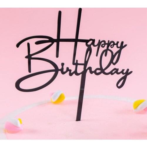 Acrylic Happy Birthday Cake Topper Dessert Flag Decoration Party Baking Supplies cake toppers are environment-friendly and safe