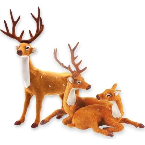 Amawill 1pcs Christmas Decoration Simulation Sika Deer Plush White Reindeer Elk Plush New Year Party Decor Christmas Tree Props