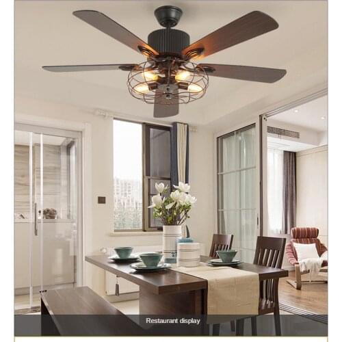 American Simple Fan Light Retro Industrial Style Living Room Characteristic Dining Room Fan Chandelier Personality Fan Light