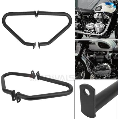 Black Motorcycle Highway Crash Bar Front Engine Guard For Triumph Bonneville T100 T120 Thruxton 1200 2017-2020