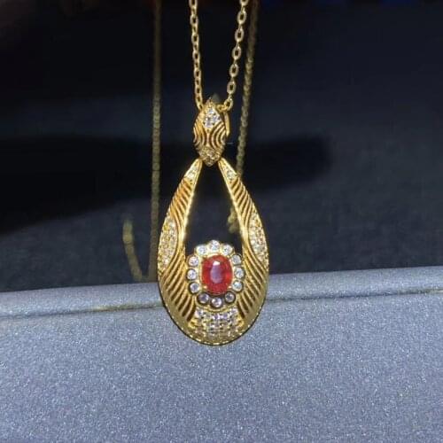 CoLife Jewelry 925 Silver Ruby Pendant for Daily Wear 3.5*4.5mm Natural Ruby Necklace Pendant Fashion Silver Gemstone Pendant