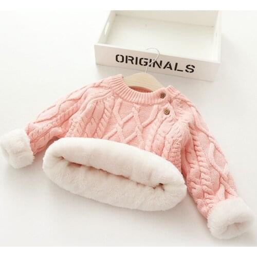 1-7Yrs Kids Add Fleece Sweater Fashion Winter Boy and Girlsthick Knitted Bottoming Turtleneck Shirt Plus Velvet Pullover Sweater