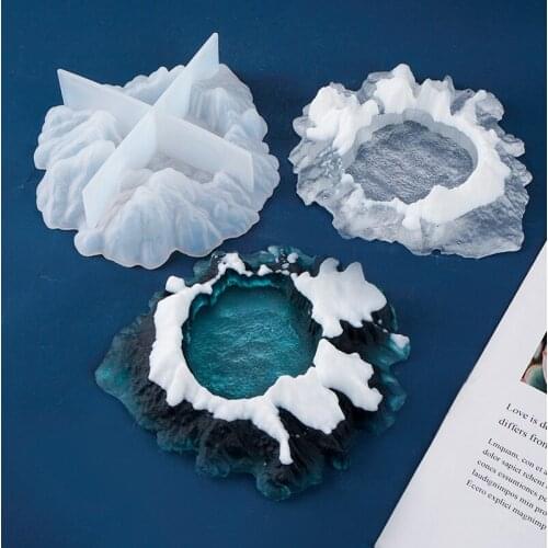 DIY Crystal Epoxy Matte Matte Ice Snow Volcano Mould Mountain Peak Mountain Lake Ashtray Silicone Model