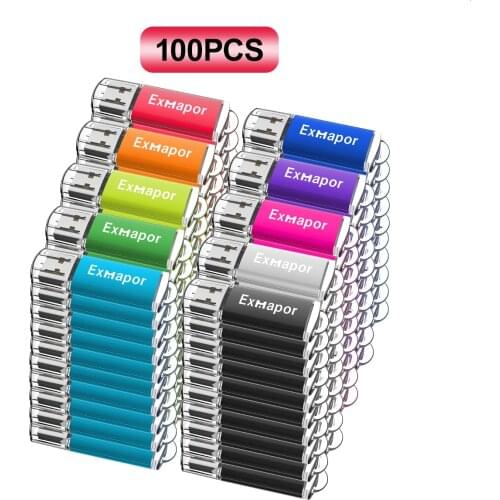 Small Capacity 128MB USB Flash 100 Pack Exmapor Flash Pen Drive Thumb Memory Stick for Embroidery USB 2.0 Device Multicolors