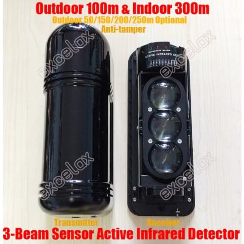 Photoelectric 3-Beam Sensor Active Infrared Intrusion Detector Perimter Door Window Wall Barrier Fence IR Outdoor Motion Alarm