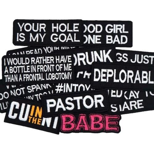 Name Tag Iron on Hook Backing Funny Punk Rock Embroidered Biker Motorcycle Patches for Vest Hat