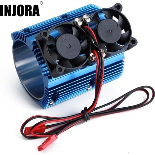 INJORA 1PCS Metal Dual Fan 41-43mm Motor Radiator Heat Sink for 1/8 RC Car Monster Truck Traxxas SUMMIT E-REVO