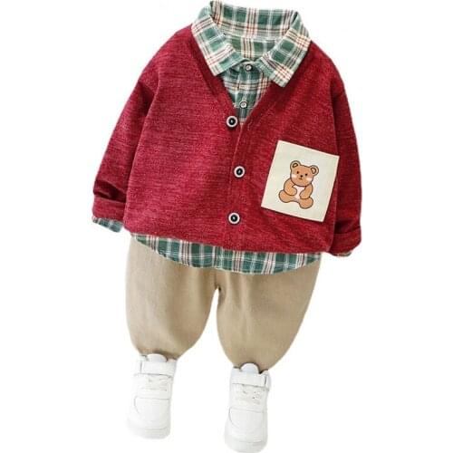 Spring Autumn Fashion Baby Boys Clothes Suit Children Cotton Jacket Shirt Pants 3Pcs/Set Toddler Casual Clothing Kids Tracksuits