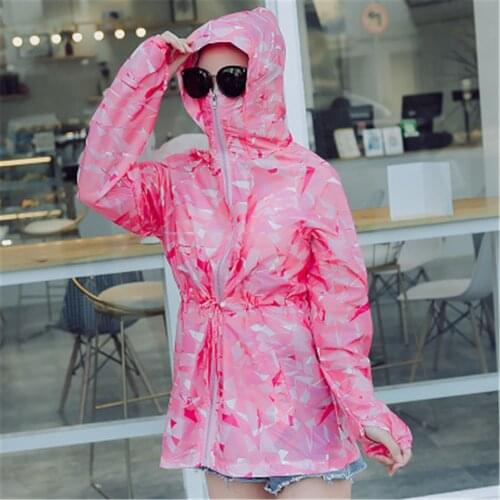 Summer New Korean womens casual casual outdoor thin-hatted long-sleeve sun-proof clothing windbreaker HX0522
