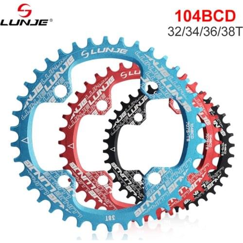 LUNJE BCD104 Road Mountain Bike Disc Brake Aluminum Alloy Stainless Steel CNC 32/34/36/38T Positive Negative Gear Rotor 4 Holes