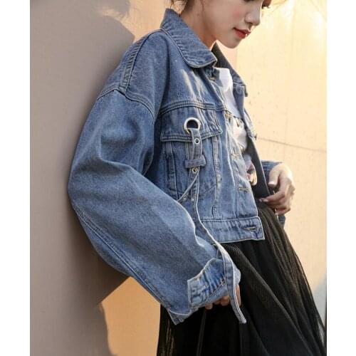 2020 Fashion High Waist Short Jeans Jackets Ladies Spring Coat Loose Large size Women Denim Jacket Korean Female Jeans Jackets