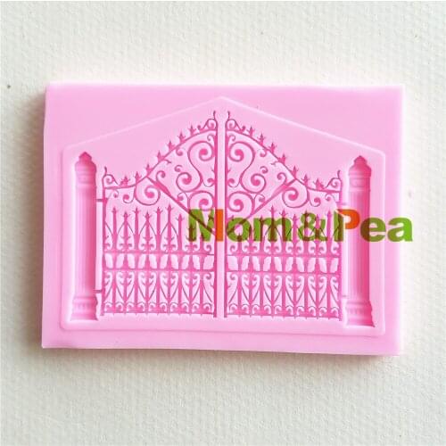 Mom&Pea MP131 Free Shipping Iron Door Silicone Mold Cake Decoration Fondant Cake 3D Mold Soap Mold Food Grade