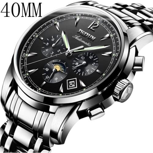 2021 JSDUN Design New Mens Automatic Mechanical Watches Watch 40mm Sapphire Stainless Steel Waterproof Men Watch Reloj Hombre