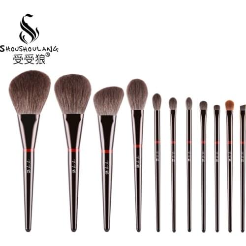 Shoushoulang Professional Handmade Make Up Brush Set Face Powder Eye Shadow Brush Soft Snow Fox Hair Makeup Brushes Kit