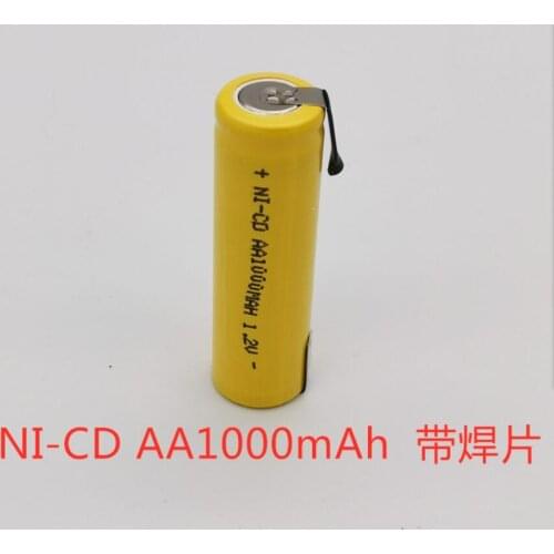 2Pcs Ni-Cd AA 1.2V 1000mAh Rechargeable Battery Nickel Cadium cell 14*49mm