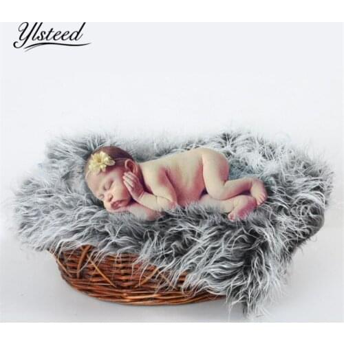 Newborn Baby Photography Blanket Faux Fur Basket Stuffer Filler Newborn Fotoshoot Props Blankets Infant Shooting Background