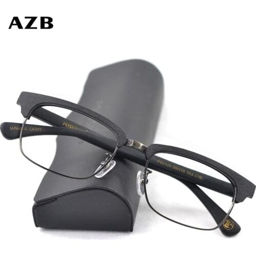 AZB Eyewear Frame Prescription Eyeglasses Man Glasses Optical Frames Recipe Wood Metal Square Glasses Frame Clear lens Eye Glass