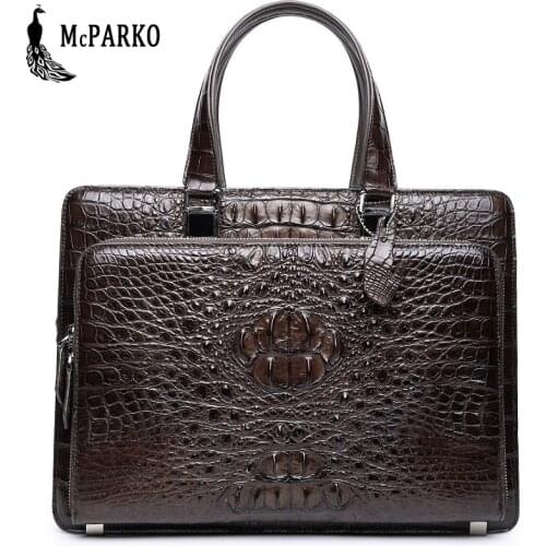 Genuine leather mens bag briefcase crocodile skin Luxury alligator bags Black Brown briefcases LARGE CAPACITY