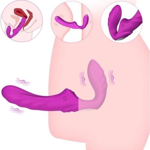 Realistic Dildo Vibrator Massager Strapless Strap on Lesbian Double Head G-Spot Stimulate Clitoris Sex Toy for Couple Dual Motor