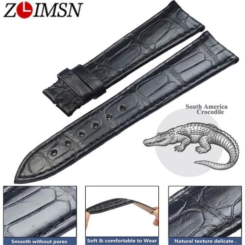 ZLIMSN Customized Crocodile Leather Strap Fit For Longines Omega Jaeger vacheron constantin Universal Leather WatchBand