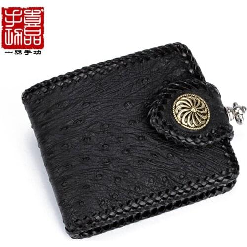 Luxury South Africa Ostrich Leather Wallet Vintage Cool Leather Wallet Large Capacity Multi-Card High-End Custom Bag