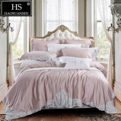 Luxury Pale Mauve 800 Thread Count Lace Princess Bedding Sets Queen King Size 100% Tencel Lyocell 4 Piece Double Quilt Cover Set
