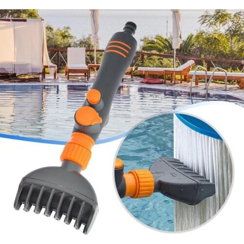 Handheld Pool Filter Element Cleaning Brush 7 Holes Anti-Leak Ergonomics Filter Comb Clean Swimming Pool Bathtub Tool Pool Brush
