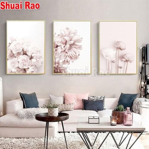 Triptych diamond painting Flower cross stitch full square/round drill mosaic Diamond full Embroidery rhinestones wall art 3 piec