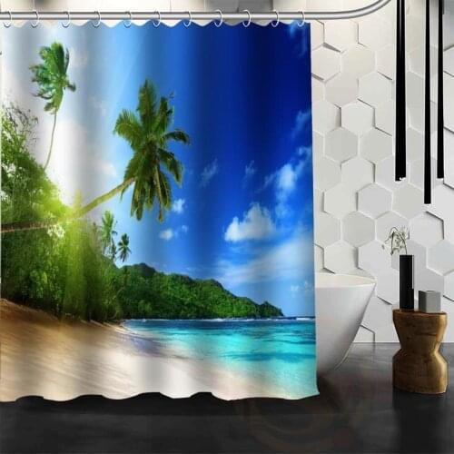 Best Nice Custom Beaches Nature Sea Sun Ocean Shower Curtain Bath Curtain Waterproof Fabric Bathroom MORE SIZE WJY&14