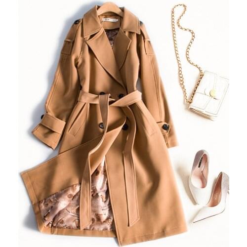 2020 Autumn New Fashion Trench Coat Woman Classic Double Breasted Windbreaker Female Waterproof Business Outerwear High Quality