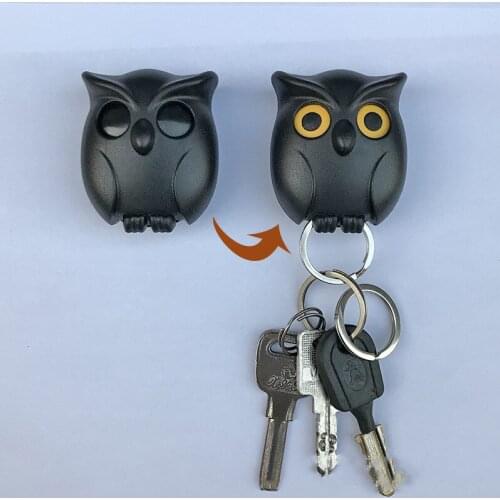 1pcs Night Owl Black White Brown Magnetic Wall Key Holder Magnets Keep Keychains Key Hanger Hook Hanging Key It Will Open Eyes