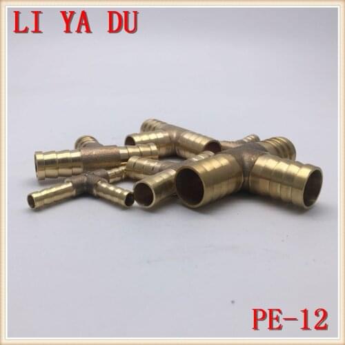 2pcs/lot PE12 Copper pagoda joint Brass joint/water pipe joint/gas joint PE-12 Brass Pipe Fitting 3-Way T type