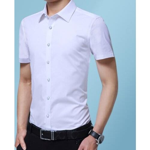 2020 New Arrival Mens Shirts Short Sleeve Turn Down Collar Men Shirts Formal Business Fashion Cotton Mens Shirt Plus Size 5xl