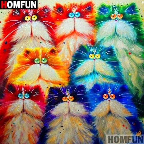 Homfun Full Square/Round Drill 5D DIY Diamond Painting "Cartoon cat" 3D Embroidery Cross Stitch Home Decor Gift A11749
