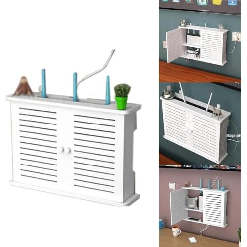 Wireless Wifi Router Storage Boxes Wooden Box Cable Power Plus Wire Bracket Wall Hanging Plug Board Storage Shelf