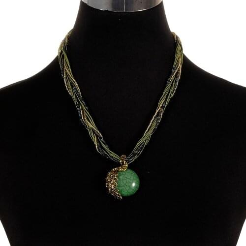 Bohemian Ethnic Style Seed Beads Antique Round Peacock Pendant Colorful Tassel Necklace for Women Fashion Jewelry